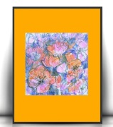 łąka obrazek A4, boho grafika 21x30, kwiatki rysunek a4 plakat do domu