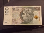 Banknot 100zł, seria FW8555550