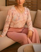 Pastelowy cienki sweterek we wzory roz.M/L