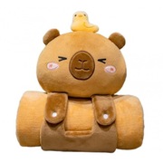 Mięciutki koc z poduszką Kapibara XL flanela100x170cm gruby miękki narzuta