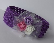 Ażurowa opaska miękka na jesień delikatna z różyczkami piankowymi handmade