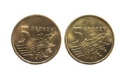 III RP,  zestaw 2 monet 5 groszy 2014 Warszawa oraz 2022. RZADKIE.