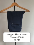 Eleganckie granatowe spodnie damskie Yessica 38 / M do biura do garnituru
