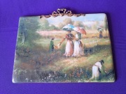 Porcelana LIMOGES plakieta obraz porcelanowy pastoralny Francja 