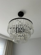 Stylowa czarna/srebrna lampa, kryształy - wnętrza glamour/industrial - 39cm