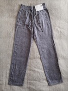 Nowe eleganckie niebieskie melanż lniane spodnie F&F 34