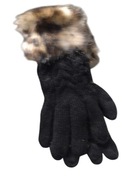 Rękawiczki ocieplane z futerkiem na mankietach, kolor czarny,