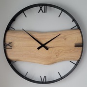 Zegar drewniany orzech, 60cm naturalne drewno. Loft, Rękodzieło Prezent