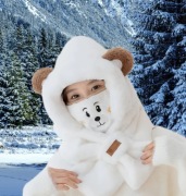 Zestaw czapka szalik maska misia