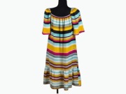 Sukienka Papaya 38 M wiskoza 100% paski kolorowa zwiewna lato