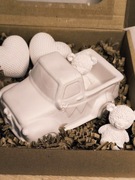 Zestaw do malowania gipsowych figurek dla dzieci – samochód i misie 