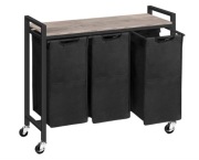 Kosz na pranie 3 komory HOOBRO półka kółka loft 120L