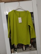 Bluzka prążek od Megi w kolorze limonki , bawełniana , broszka C173