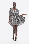 ZARA sukienka wężowa zwierzęcy wzór babydoll oversize mini panterka luźna
