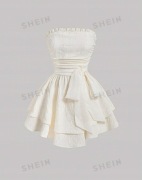 Sukienka Shein S biała wiązana w talii z metką mini 