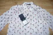 Koszula Massimo Dutti r. 34 ecru wzór piórka 100% jedwab przepiękna okazja!
