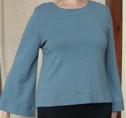 Bluzka z długim rozkloszowanym rękawem, ciemno-szaroniebieska