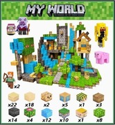 Klocki magnetyczne typu Minecraft Wiatr Pustyni 100szt i 2 figurki.