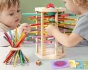 Gra zręcznościowa – wyciąganie patyczków + kulki | drewniana 