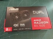 Asus Dual Radeon RX 7600 OC V2 8GB jak nowy, gwarancja, pełen komplet