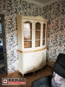 Stylowa Witryna 120`LUDWIK ECRU z Dębowym Blatem BEKAS Producent Mebli 