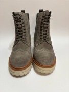 LASCANA skórzane botki damskie r.38 zamsz taupe workery gruba podeszwa nowe