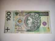 Banknot 100zł seria YM zastępcza testowa próbna