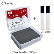 1000 szt. wkłady do ołówka automatycznego 0.7mm 2B, Czarny grafit