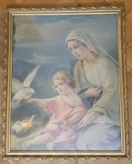 Stary obraz Druk za szkłem Matka Boska