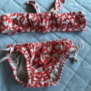 Bikini 98 104 kostium strój kąpielowy Picnik Barcelona czerwony 4 lata