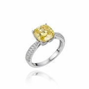 Pierścionek Miedź srebrna cyrkonia topaz