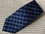 Marks & Spencer - Krawat wielokolorowy krata granatowy szeroki - Vintage