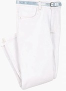 BIAŁE RYBACZKI DAMSKIE SPODNIE 3/4 JEANS + PASEK R.46/48