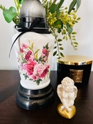 Znicz  + aniołek lampion handmade decoupage – kwiatowy motyw