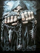 Koszulka czacha na motor Game Over żółta goth XL j. Spiral nowa