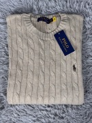Polo Ralph Lauren sweter vintage cable knit beżowy kremowy basic M unisex