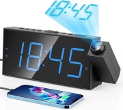 Budzik z projektorem LED 180° duży wyświetlacz USB - GŁOŚNY ALARM