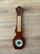 Barometr i termometr ścienny w drewnianej oprawie, vintage / retro