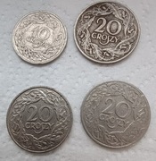 Zestaw 4 monet II RP 10 i 20 groszy 1923 oryginały.