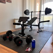 Zestaw Do Ćwiczeń 128kg Siłownia Ławeczka Hantle Sztanga Obciążenia