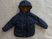 Granatowa ocieplana kurtka zimowa puchowa puchówka z kapturem Zara Baby 98