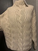 ZARA sweter tunika oversize z półgolfem z wełną gruby duży wzory