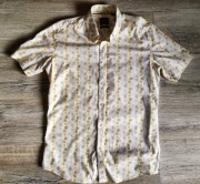 Pako Lorente _ koszula w kółka _ biało - żółta _ krótki rękaw _ M