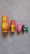 Matrioszki drewniane lalki zwierzęta składane 