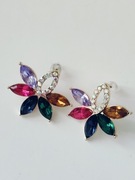 Kolczyki sztyfty eleganckie Glamour unikatowe kolorowe cyrkonie 