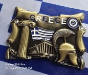 Magnes metalowy na lodówkę Grecja. ATENY, AKROPOLIS, SPARTA. Hoplita.(2)