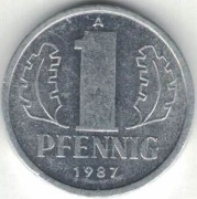 Niemcy NRD DDR 1 pfennig 1987 - nr 4