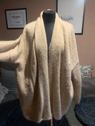 ZARA sweter kardigan wdzianko narzutka z wełną i moherem oversize duże beż