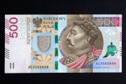 Banknot 500 złotych 2016 seria AC stan 2+