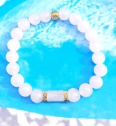 BRANSOLETKA KAMIEŃ KWARC RÓŻOWY KUNZYT STAL 316L NA WYMIAR/15.5